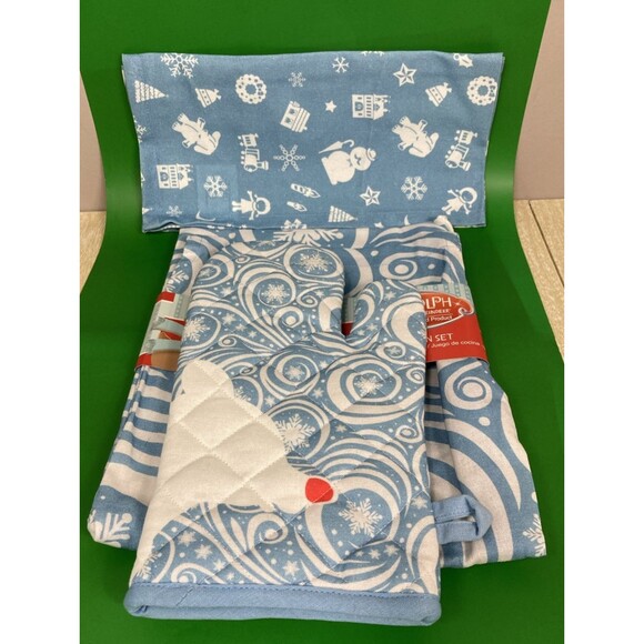 Rudolph The Red-Nosed Reindeer Christmas Kitchen Set - Apron, Oven Mitt, Towel - Picture 4 of 8